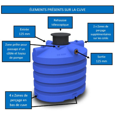 Fosse septique de 6000 litres Premium avec rehausse