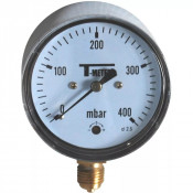 Manomètre à capsule inox Ø63 – Gaz basse pression – Lecture 60 à 600 mbar