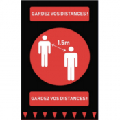 Tapis d'indication gardez vos distances 150 x 90 cm, Français