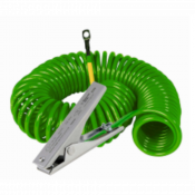 Câble spiralé vert 3m avec pince Inox petite taille