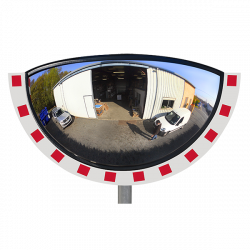 Miroir 1/4 sphère 180° cadre rouge et blanc