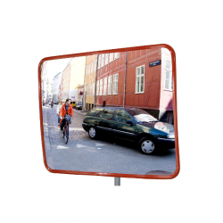 Miroir de surveillance extérieure rectangulaire acrylique avec cadre rouge