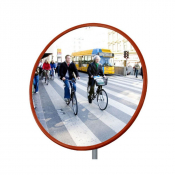 Miroir de surveillance extérieure rond acrylique avec cadre rouge