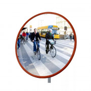 Miroir de surveillance extérieure rond acrylique avec cadre rouge