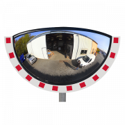 Miroir 1/4 sphère 180° cadre rouge et blanc