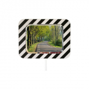 Miroir routier réglementaire avec cadre en bois