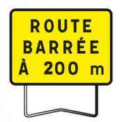 Panneau de Chantier KC1 800x600 Route Barrée à 200 m – Signalisation Sécurisée – Conforme NF
