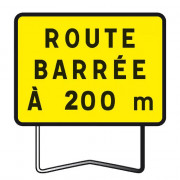 Panneau de Chantier KC1 800x600 Route Barrée à 200 m – Signalisation Sécurisée – Conforme NF