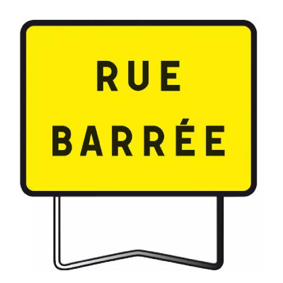 Panneau de Chantier KC1 800x600 Rue Barrée – Signalisation Sécurisée – Conforme NF