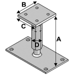Pieds de poteau avec platine type "PPR" réglable