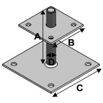 Pieds de poteau réglable avec platine + tige filet