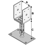 Pieds de poteau réglable avec platine type "PPUR"