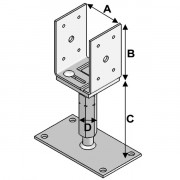 Pieds de poteau réglable avec platine type "PPUR"