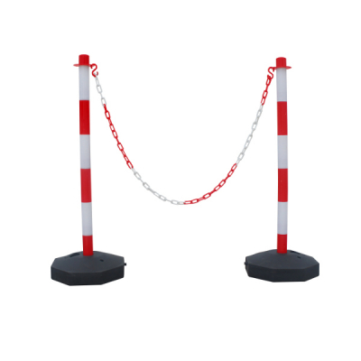 Kit de poteau plastique à monter rouge/blanc - base à lester