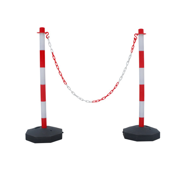 Kit de poteau plastique à monter rouge/blanc - base à lester