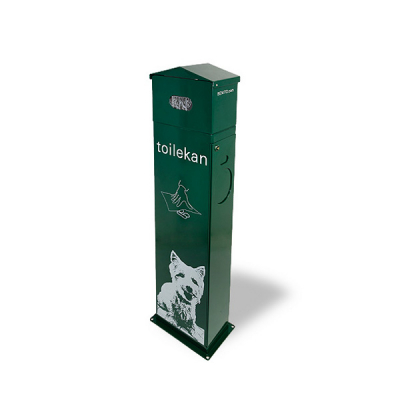 Distributeur de sachets de ramassasse des déjections canines en acier vert
