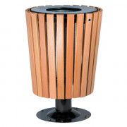 Poubelle Exterieur ronde avec garniture bois