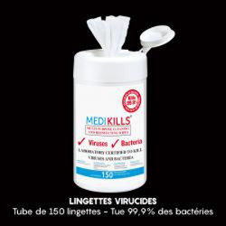 Pot 150 lingettes virucides COVID EN 14476, lot de 10 pots