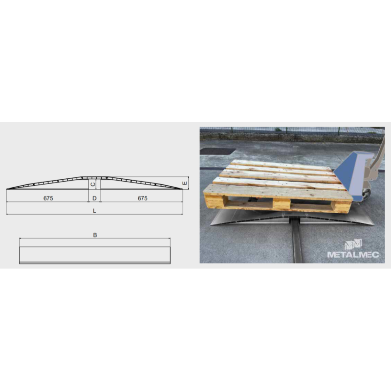 Rampe d'accès type pont aluminium 150 kg à 1 t - franchissement tuyauteries, câbles - la pièce