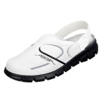 Sabot de travail microfibre blanc/noir bride arrière fixe réglabe