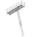 Passerelle aluminium de franchissement caillebotis, dessus de fouille