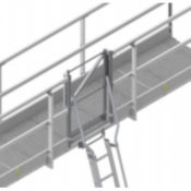Portillon de sortie pour passerelle de franchissement acier caillebotis