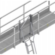 Portillon de sortie pour passerelle de franchissement acier caillebotis