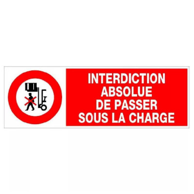 Panneau Interdiction Absolue de Passer sous la Charge – Signalisation Sécurité – Résistant Intérieur