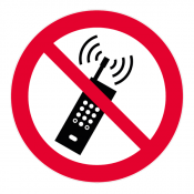 Panneau interdiction d'activer des téléphones mobiles
