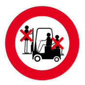 Panneau interdiction de transporter une personne sur chariot élévateur