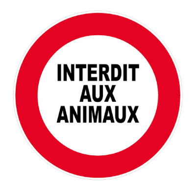 Panneau Interdit aux Animaux – Signalisation Hygiène – Plastique Rigide Anti-UV