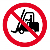 Panneau interdit aux chariots élévateurs à fourche et autres véhicules industriels