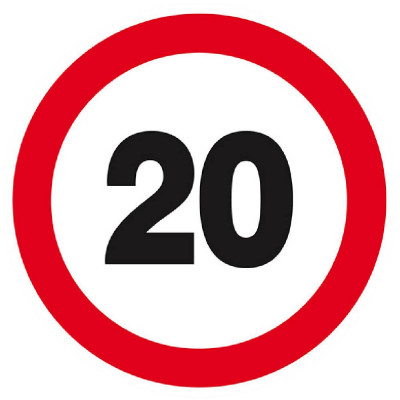 Panneau Interdit de Rouler à Plus de 20 km/h – Sécurité – Conforme ISO 7010