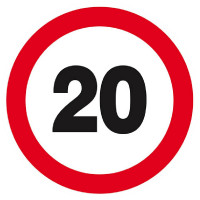 Panneau Interdit de Rouler à Plus de 20 km/h – Sécurité – Conforme ISO 7010 Panneau Interdit de Rouler à Plus de 20 km/h – Sécurité – Conforme ISO 7010
