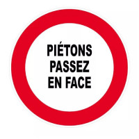 Panneau Piétons Passez en Face – Signalisation Travaux – Plastique Rigide Anti-UV Panneau Piétons Passez en Face – Signalisation Travaux – Plastique Rigide Anti-UV
