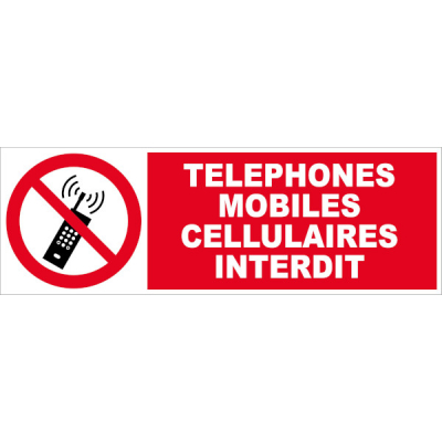 Panneau téléphones mobiles cellulaires interdit