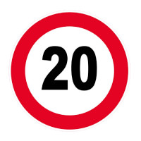 Panneau Vitesse Limitée à 20 km/h – Signalisation Sécurité – Plastique ou Adhésif Anti-UV
