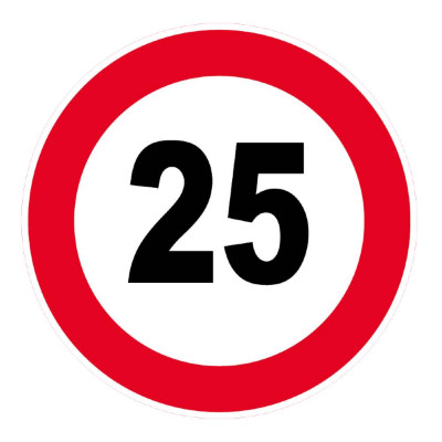Panneau Vitesse Limitée à 25 km/h – Signalisation Sécurité – Plastique ou Adhésif Anti-UV