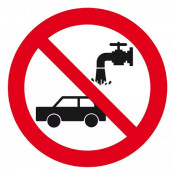 Signal Interdit de Laver les Voitures – Panneau Rigide ou Adhésif – Signalisation Conforme ISO 7010