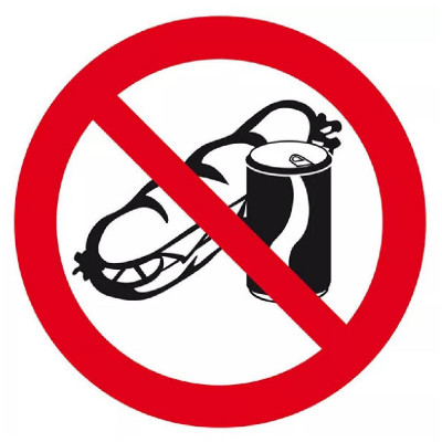 Signal Sandwich et Boissons Interdits – Hygiène et Sécurité – Panneau Rigide Conforme ISO 7010