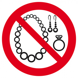 Signaux d'interdiction "Bijoux interdits"