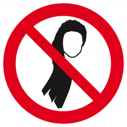 Signaux d'interdiction "Cheveux longs non attachés interdits"