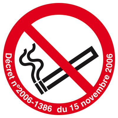 Signaux d'interdiction "Défense de fumer + decret"