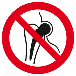 Signaux d'interdiction "Entrée interdite aux porteurs d'implants métalliques"