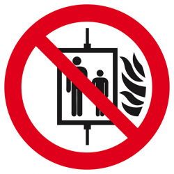Signaux d'interdiction "Interdiction d'utiliser l'ascenseur en cas d'incendie"