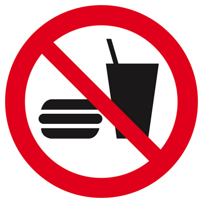 Signaux d'interdiction "Interdiction de manger ou boire"