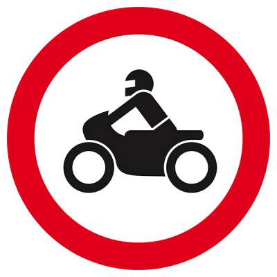 Signaux d'interdiction "Interdit aux motos"