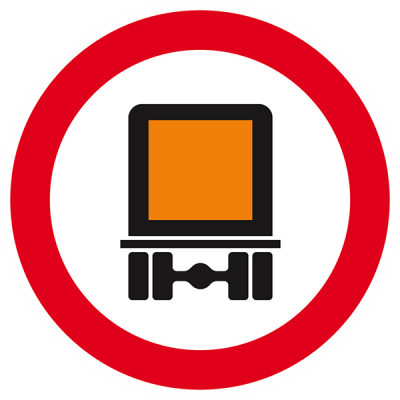 Signaux d'interdiction "Interdit aux transports des matières dangereuses"