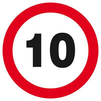 Signaux d'interdiction "Interdit de rouler à plus de 10 km/h"