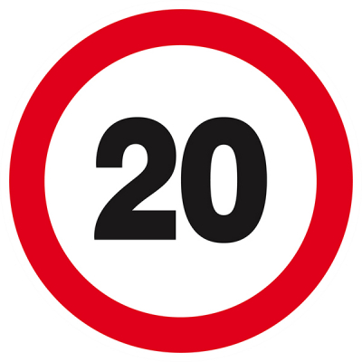 Signaux d'interdiction "Interdit de rouler à plus de 20 km/h"